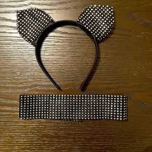 Rhinestone Choker and Cat Ears